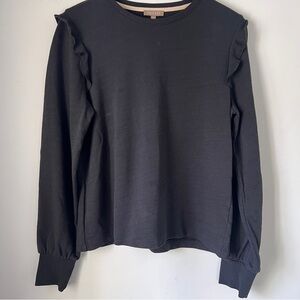 Lilla P Black Ruffle Sleeve Top Women’s Large